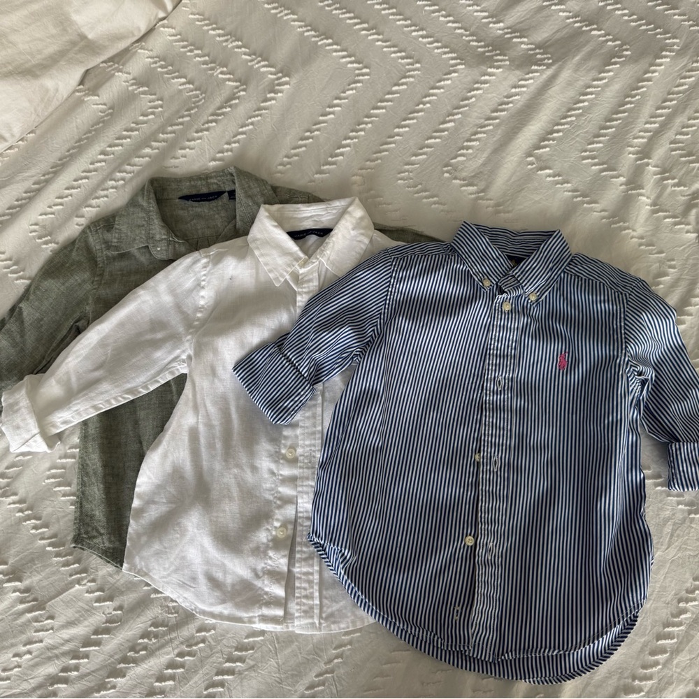 Janie and Jack polo Ralph Lauren Button Down Shirt (Lot of 3 shirts, 3T)